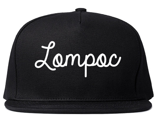 Lompoc California CA Script Mens Snapback Hat Black