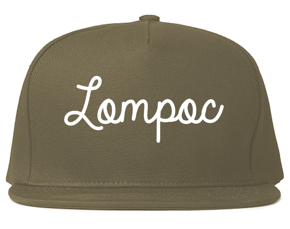 Lompoc California CA Script Mens Snapback Hat Grey