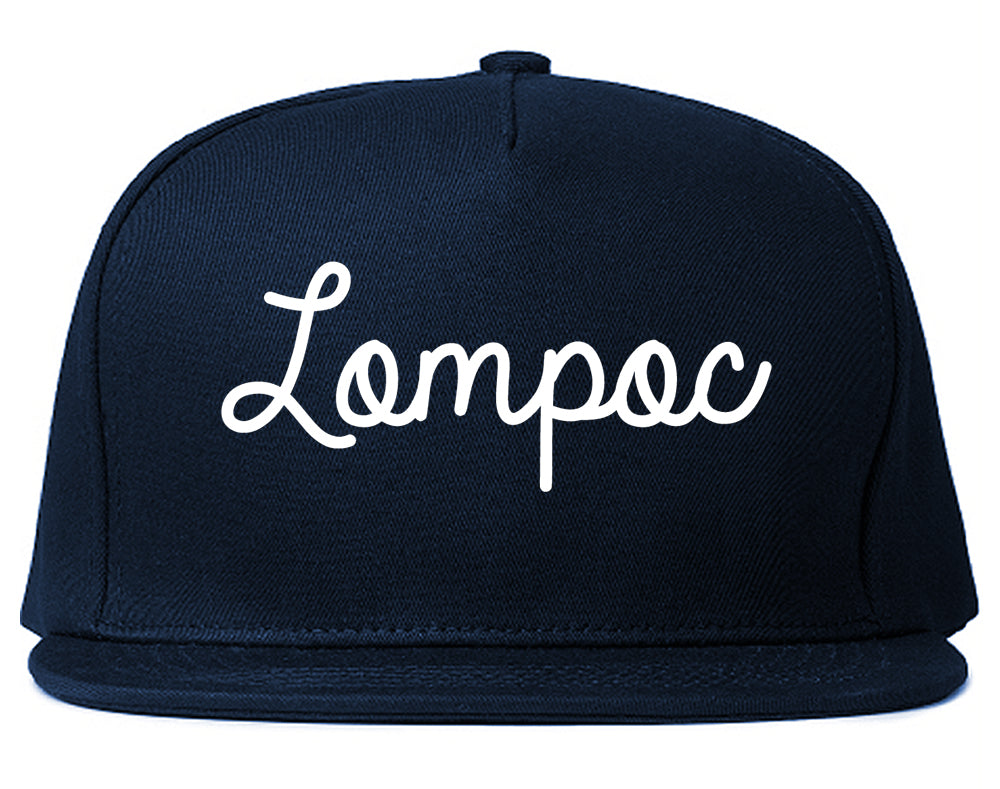 Lompoc California CA Script Mens Snapback Hat Navy Blue