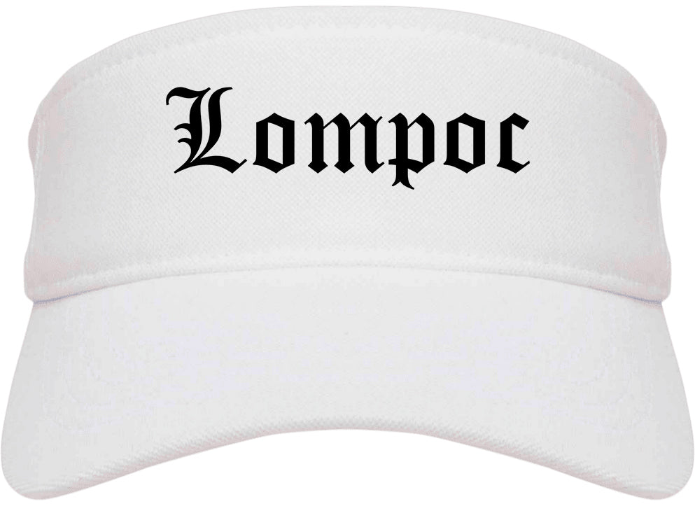 Lompoc California CA Old English Mens Visor Cap Hat White