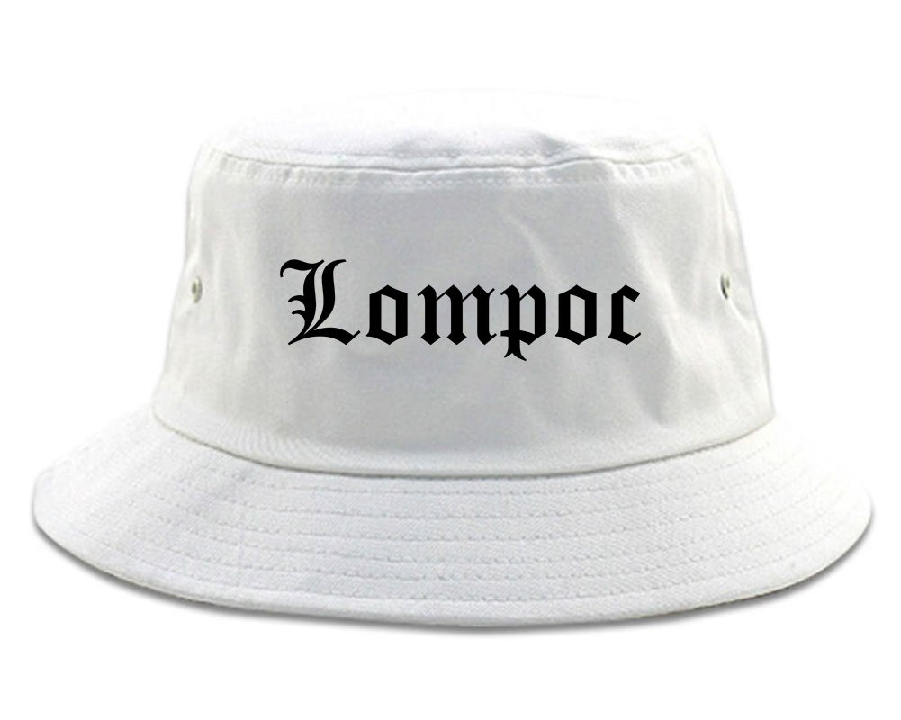 Lompoc California CA Old English Mens Bucket Hat White