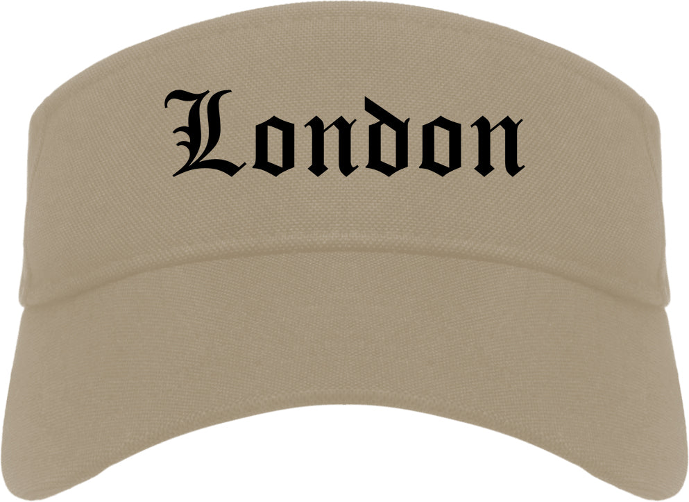 London Kentucky KY Old English Mens Visor Cap Hat Khaki