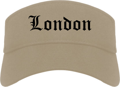 London Kentucky KY Old English Mens Visor Cap Hat Khaki