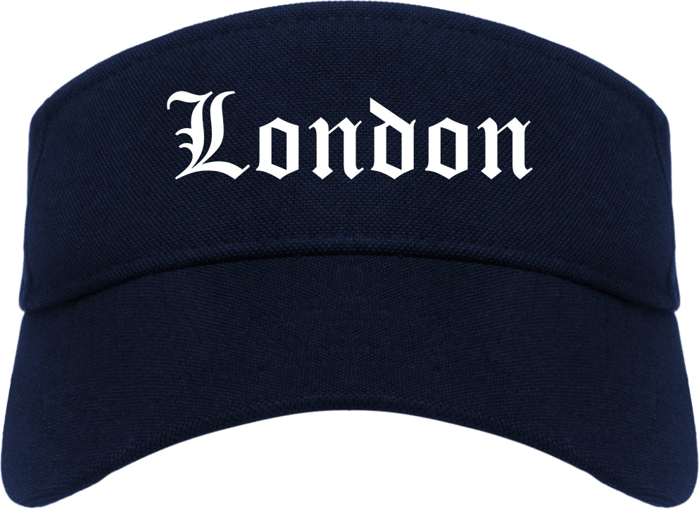 London Kentucky KY Old English Mens Visor Cap Hat Navy Blue