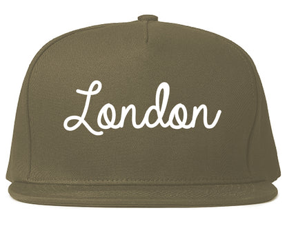 London Ohio OH Script Mens Snapback Hat Grey