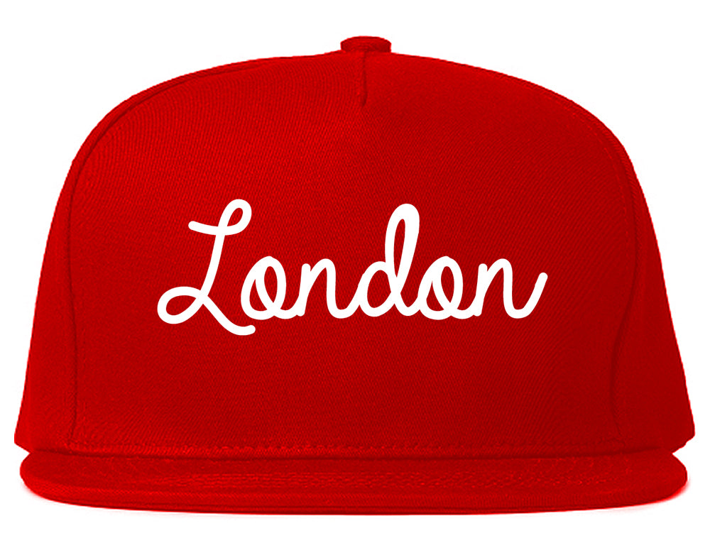 London Ohio OH Script Mens Snapback Hat Red