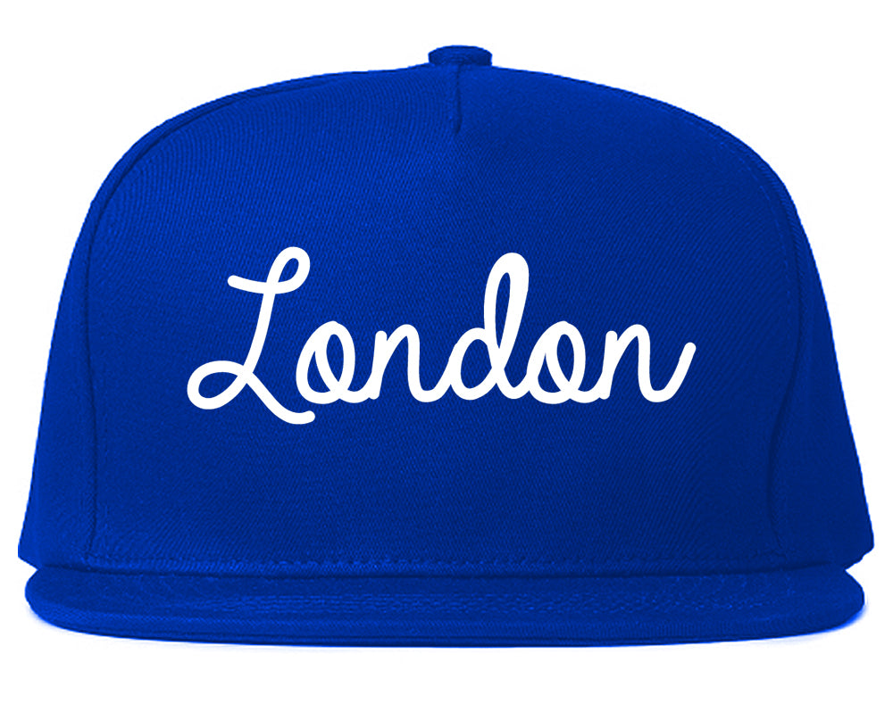 London Ohio OH Script Mens Snapback Hat Royal Blue