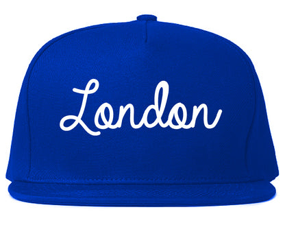 London Ohio OH Script Mens Snapback Hat Royal Blue