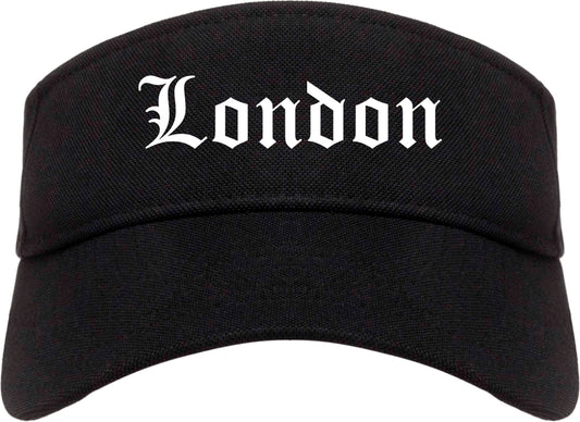 London Ohio OH Old English Mens Visor Cap Hat Black