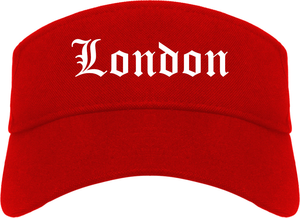 London Ohio OH Old English Mens Visor Cap Hat Red
