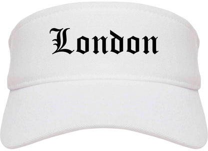 London Ohio OH Old English Mens Visor Cap Hat White
