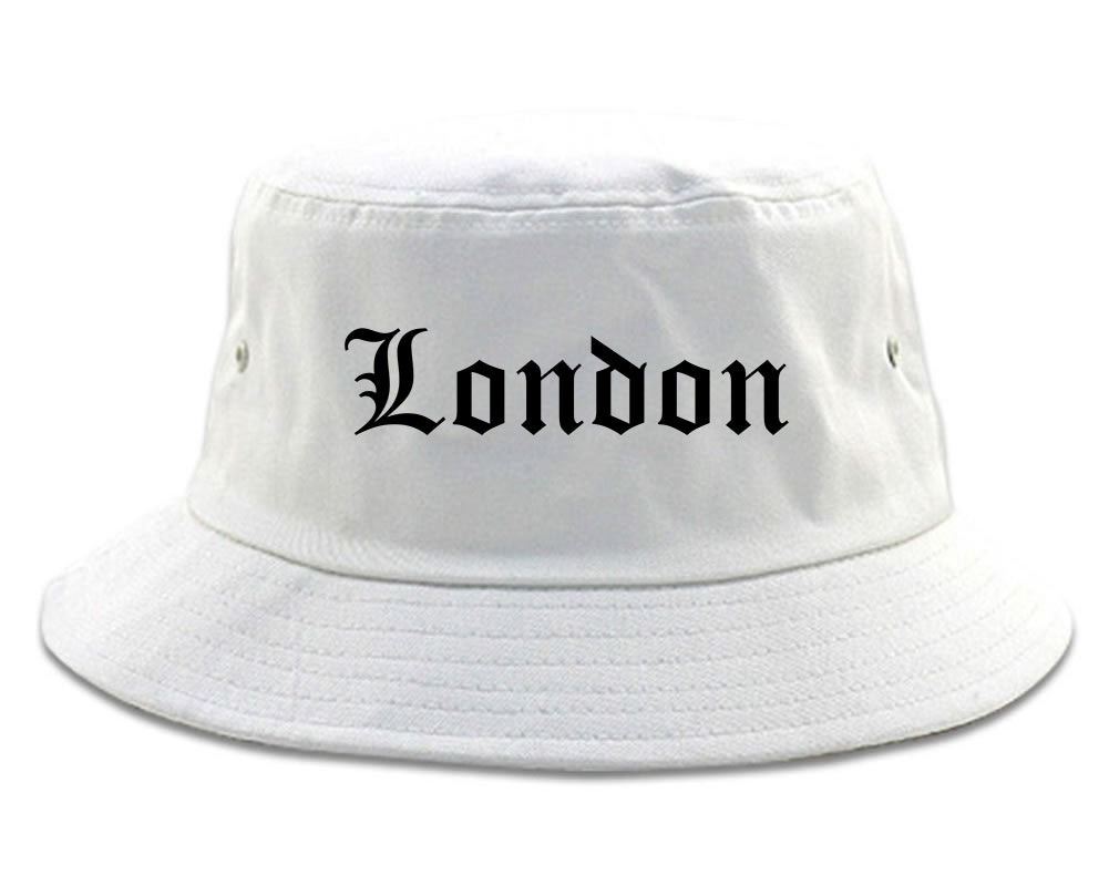 London Ohio OH Old English Mens Bucket Hat White