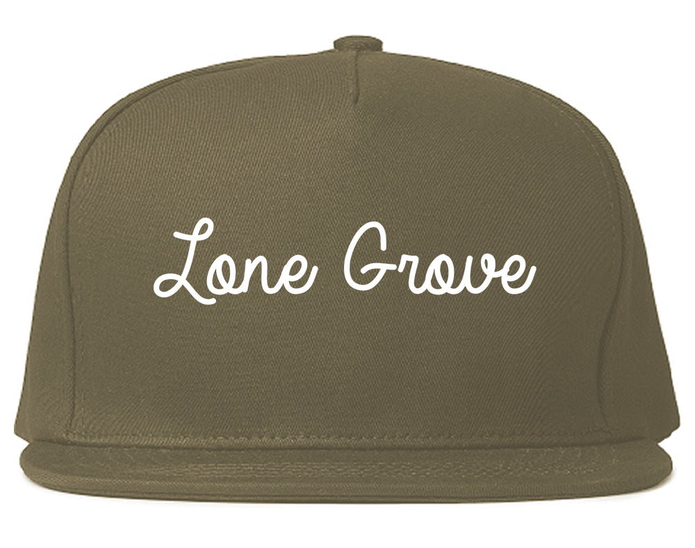 Lone Grove Oklahoma OK Script Mens Snapback Hat Grey