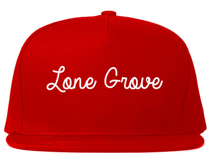 Lone Grove Oklahoma OK Script Mens Snapback Hat Red