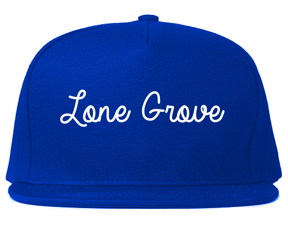 Lone Grove Oklahoma OK Script Mens Snapback Hat Royal Blue