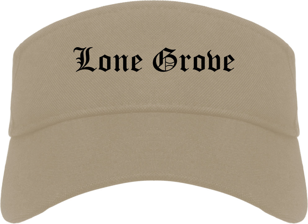 Lone Grove Oklahoma OK Old English Mens Visor Cap Hat Khaki