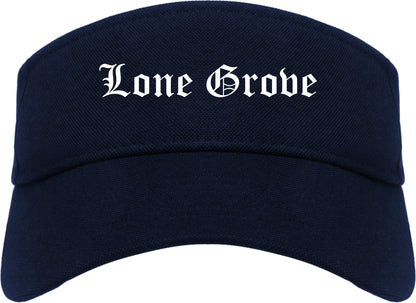 Lone Grove Oklahoma OK Old English Mens Visor Cap Hat Navy Blue