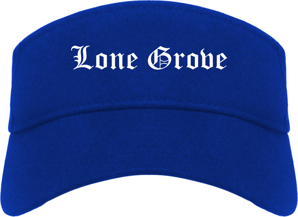 Lone Grove Oklahoma OK Old English Mens Visor Cap Hat Royal Blue