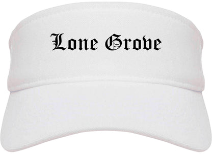 Lone Grove Oklahoma OK Old English Mens Visor Cap Hat White
