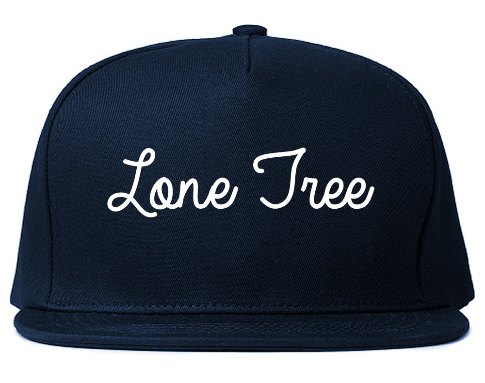 Lone Tree Colorado CO Script Mens Snapback Hat Navy Blue