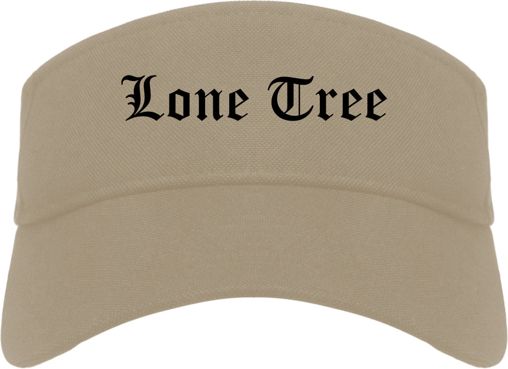 Lone Tree Colorado CO Old English Mens Visor Cap Hat Khaki