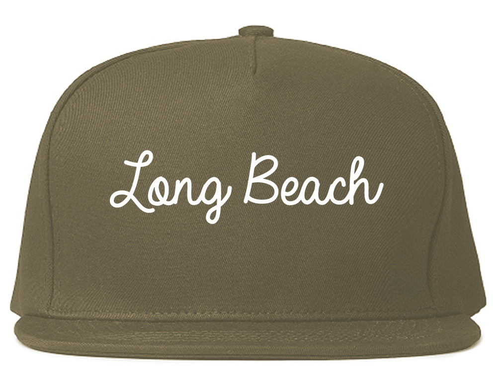 Long Beach California CA Script Mens Snapback Hat Grey