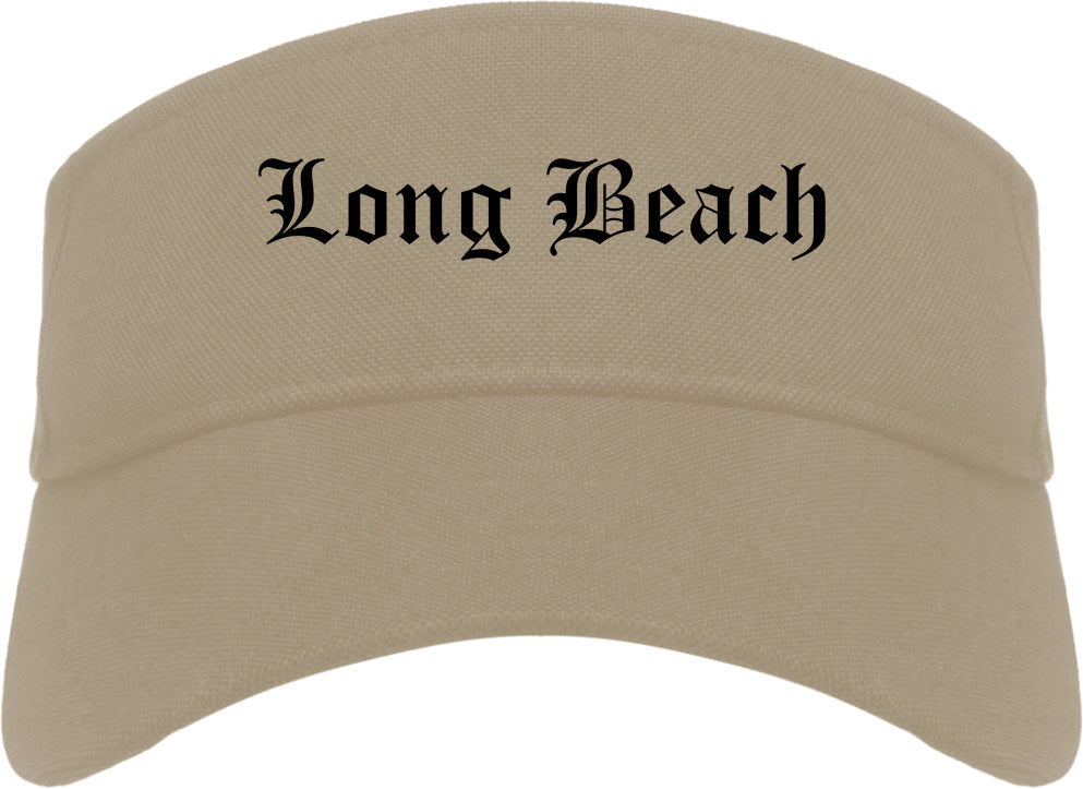 Long Beach California CA Old English Mens Visor Cap Hat Khaki