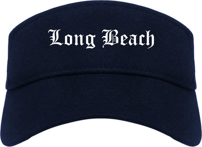 Long Beach California CA Old English Mens Visor Cap Hat Navy Blue