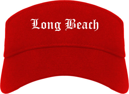 Long Beach California CA Old English Mens Visor Cap Hat Red