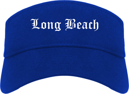 Long Beach California CA Old English Mens Visor Cap Hat Royal Blue