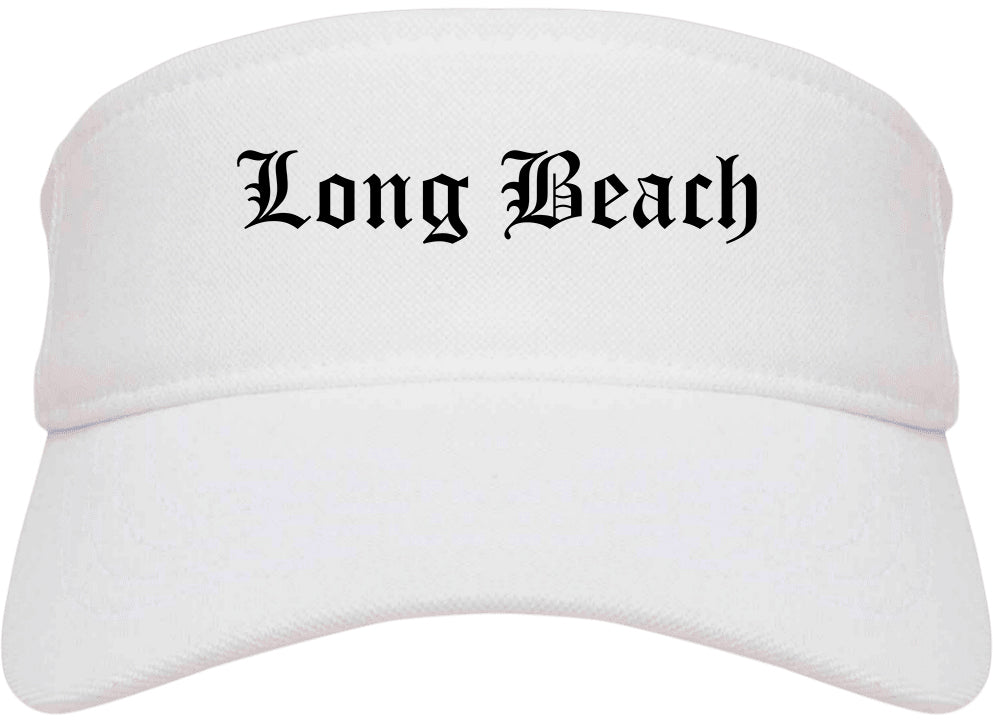 Long Beach California CA Old English Mens Visor Cap Hat White