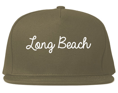 Long Beach Mississippi MS Script Mens Snapback Hat Grey