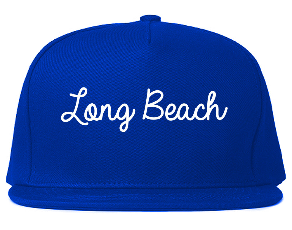 Long Beach Mississippi MS Script Mens Snapback Hat Royal Blue