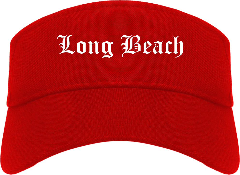 Long Beach Mississippi MS Old English Mens Visor Cap Hat Red