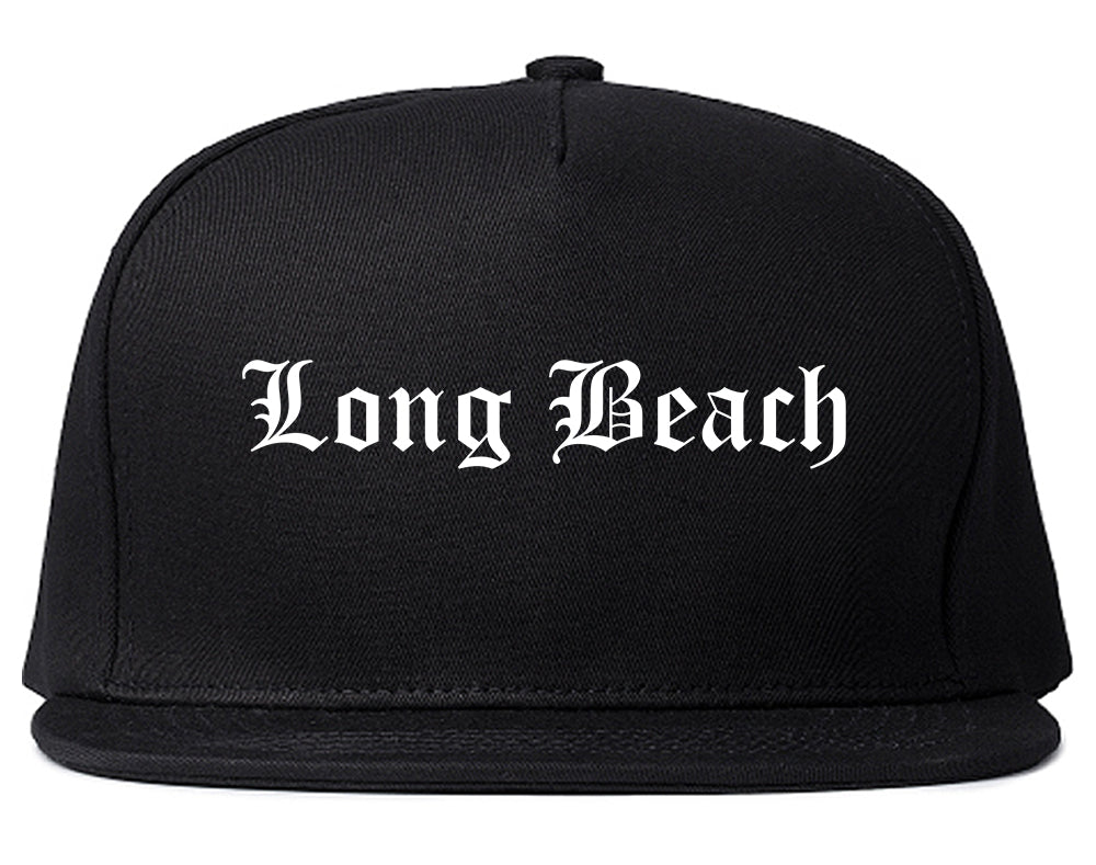 Long Beach New York NY Old English Mens Snapback Hat Black