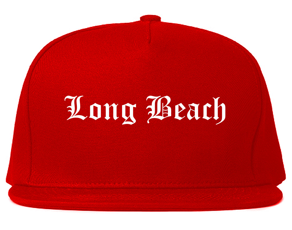 Long Beach New York NY Old English Mens Snapback Hat Red