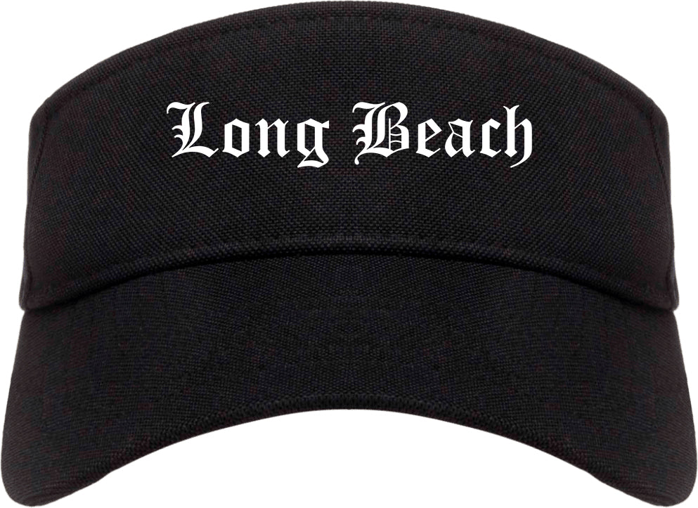 Long Beach New York NY Old English Mens Visor Cap Hat Black