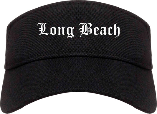 Long Beach New York NY Old English Mens Visor Cap Hat Black