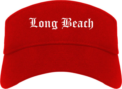 Long Beach New York NY Old English Mens Visor Cap Hat Red