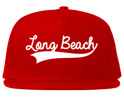 Long Beach Old School Varsity Logo Mens Snapback Hat Red