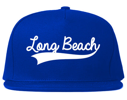 Long Beach Old School Varsity Logo Mens Snapback Hat Royal Blue