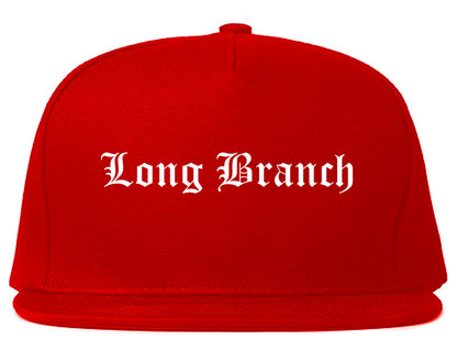 Long Branch New Jersey NJ Old English Mens Snapback Hat Red