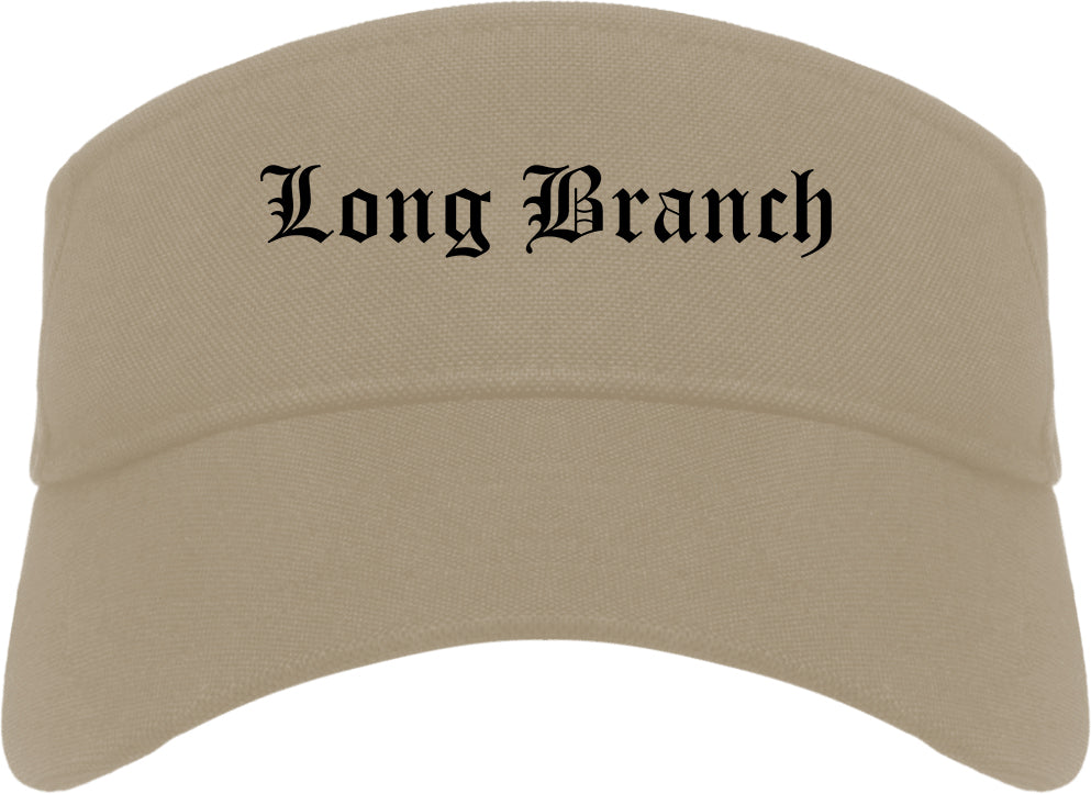 Long Branch New Jersey NJ Old English Mens Visor Cap Hat Khaki