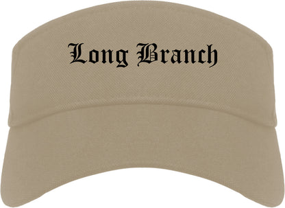 Long Branch New Jersey NJ Old English Mens Visor Cap Hat Khaki