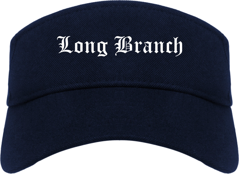 Long Branch New Jersey NJ Old English Mens Visor Cap Hat Navy Blue