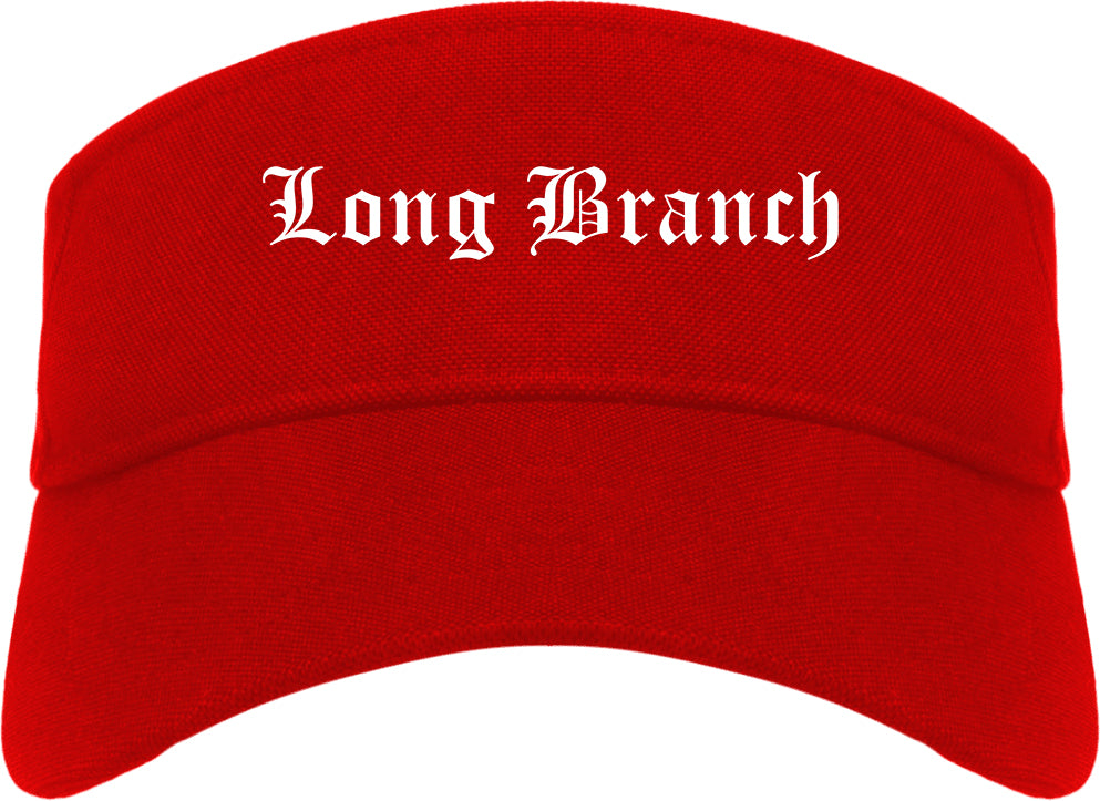 Long Branch New Jersey NJ Old English Mens Visor Cap Hat Red