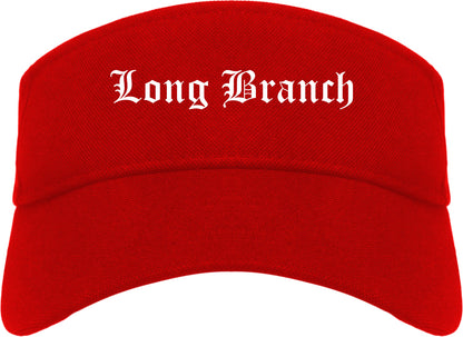 Long Branch New Jersey NJ Old English Mens Visor Cap Hat Red