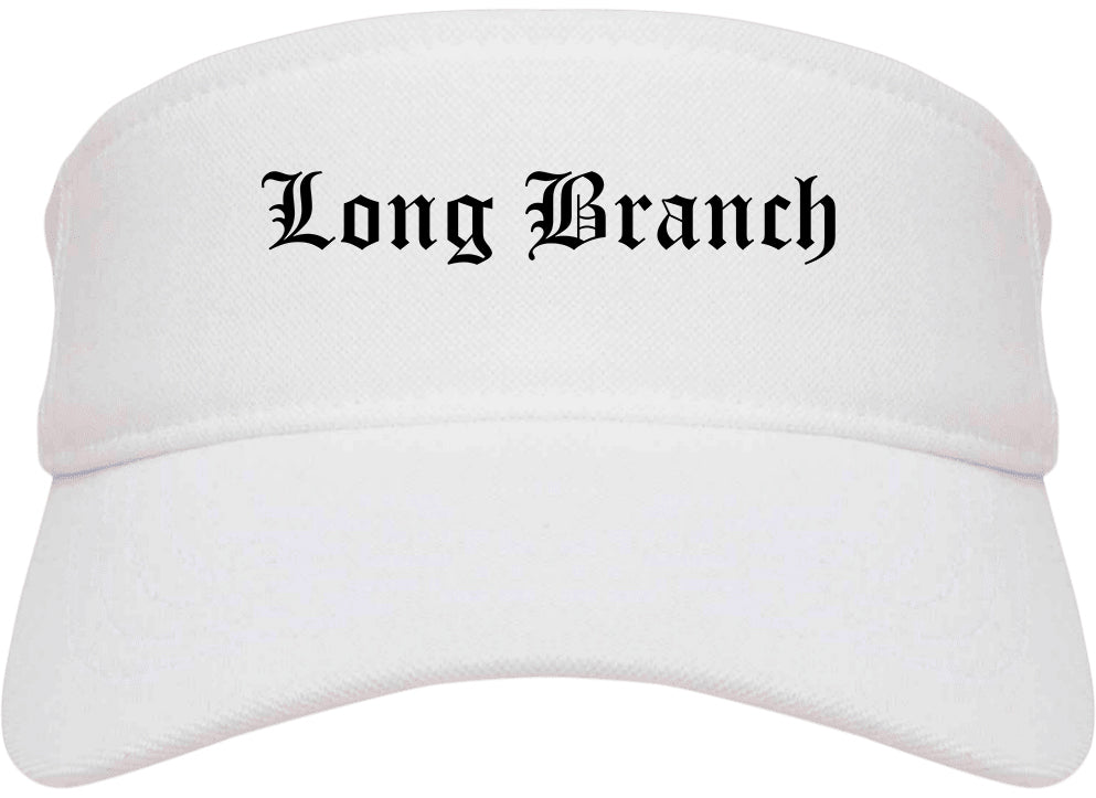 Long Branch New Jersey NJ Old English Mens Visor Cap Hat White