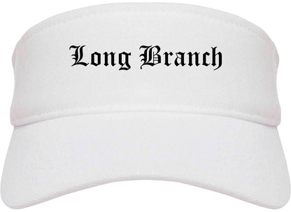 Long Branch New Jersey NJ Old English Mens Visor Cap Hat White