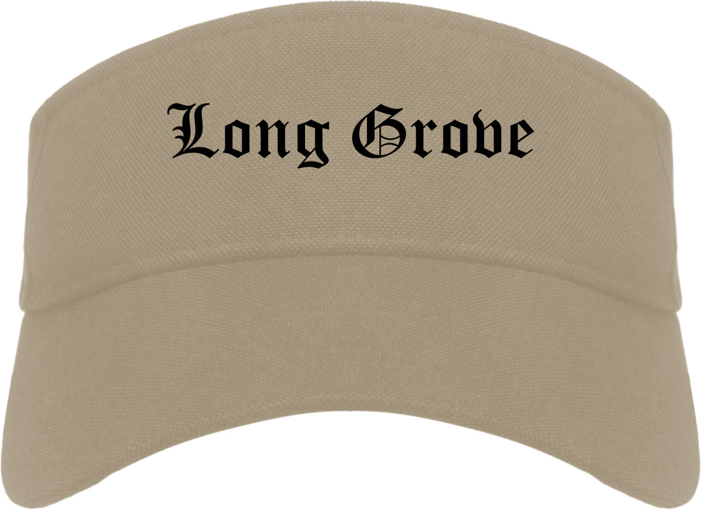 Long Grove Illinois IL Old English Mens Visor Cap Hat Khaki